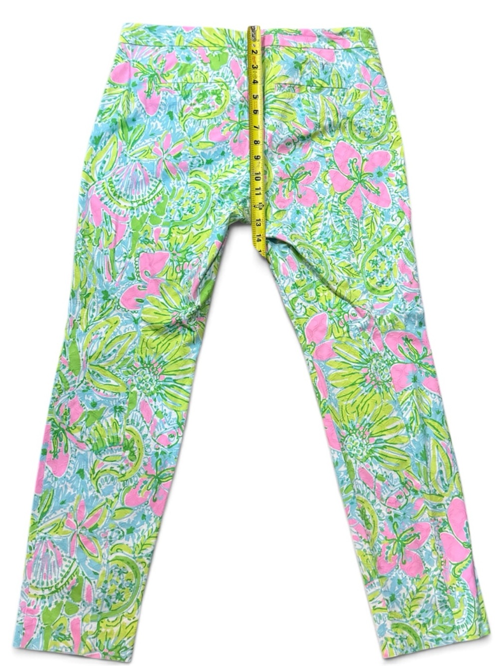 Lilly Pulitzer Bright Floral Stretch Pants - Pink & Green Sz 12 - Picture 6 of 7